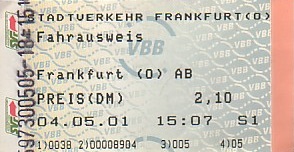 Communication of the city: Frankfurt {Oder} (Niemcy) - ticket abverse